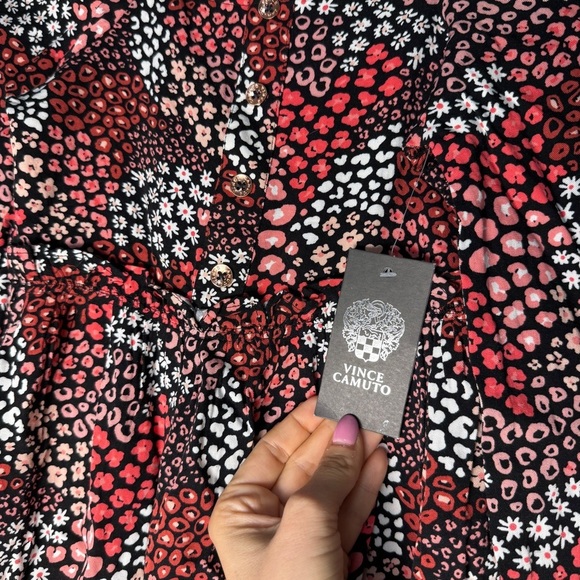 Vince Camuto Girls floral red and black Patterned Dress NWT size 6X - Picture 2 of 6